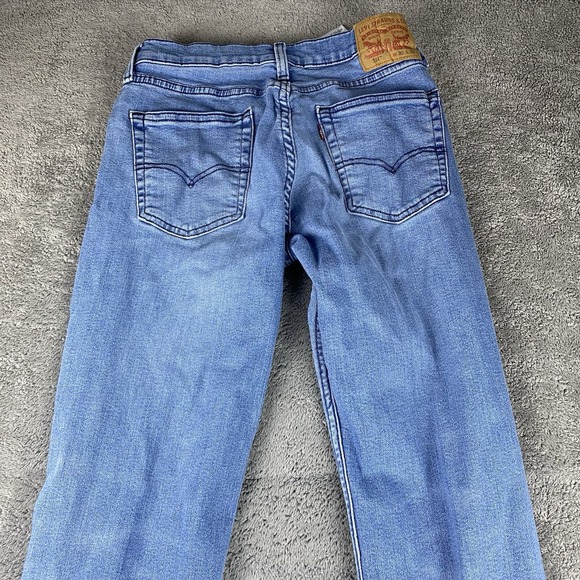 Levis 514 Slim Straight Jeans Mens 30x32 Blue Medium Wash Mid Rise Distressed - Picture 12 of 13